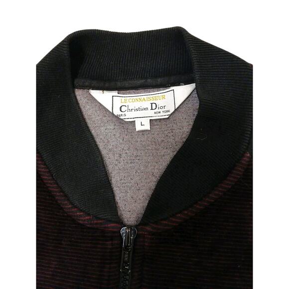 Authentic Christian Dior Zip Up Jacket Sz L Burgundy Party Elegant Sporty Golf - Picture 8 of 10